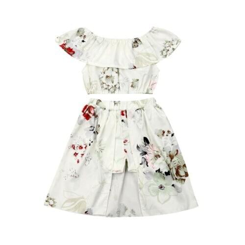 Boutique girl clothes 2019 Summer Newborn Kids Baby Girl Floral Top+Skirts 2pcs Princess Party Summer Tutu Clothes 6M-4Y