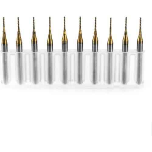 10pcs 3.175mm PCB corn milling cutter titanium coated 0.8mm hard alloy tungsten steel engraving milling cutter
