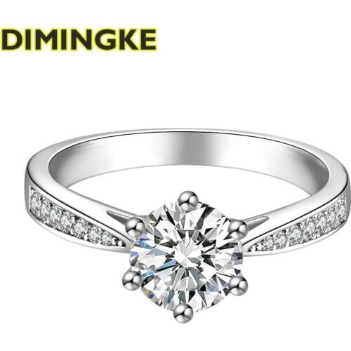 DIMINGKE Classic 1/2 /3CT 9MM D Moissanite Woman Ring Passed Diamond Test S925 Silver Fine Jewelry Wedding Cocktail Party