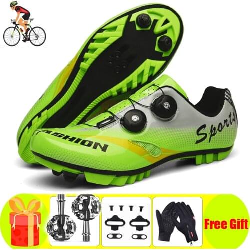 Sapatilha Ciclismo Mtb Bicycle Shoes Women Cycling Sneakers Men Breathable Self-Locking Mountain Bike Green Racing Bicicleta