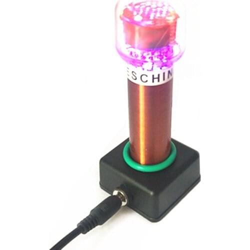 Small Black Box Bottom Seat Single Tube Self-excited Tesla Coil, 5VDC Power Supply, Empty Wireless Transmission Lighting