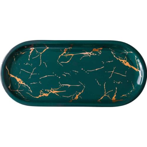 Marble Pattern Ceramic Dish Fruit Salad Dessert Sushi Plate Kitchen Tableware Set Christmas Desk Decor Plates Serving Trays Gift