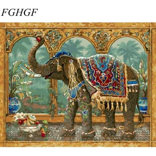 FGHGF Frameless pictures Elephant Digital oil painting decorative pictures hand painted canvas painting by numbers 40cm*50cm