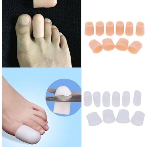 Pack of 10, Silicone Toe Tube Caps Wraps Cushioned Bandages Hammer Toe Separators, Relieve Foot Toe Pain