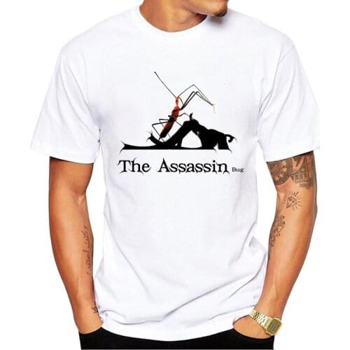 2020 Mens New Fashion The Stalking Assassin Bug Design Short Sleeve T-Shirt Cool Tops Hipster Tee Shirts