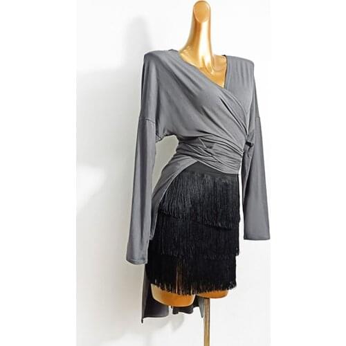 2020 New Latin Dance Dress Tops Long Sleeve Female Latin Dancing T-shirt Clothes Belly Ballroom Tango Dresses W564