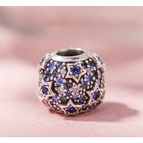 New Winter Elevated Stars Pave Charm 925 Sterling Silver Pendants Charms Beads Fit Bracelets DIY Women Christmas Gift Jewelry