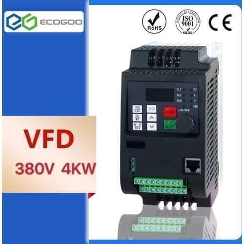 New 380V 4KW 3 Phase AC Frequency Inverter For AC CNC motor in VxF Vector control Drive Speed Controller Output 380V 8.5A 4KW