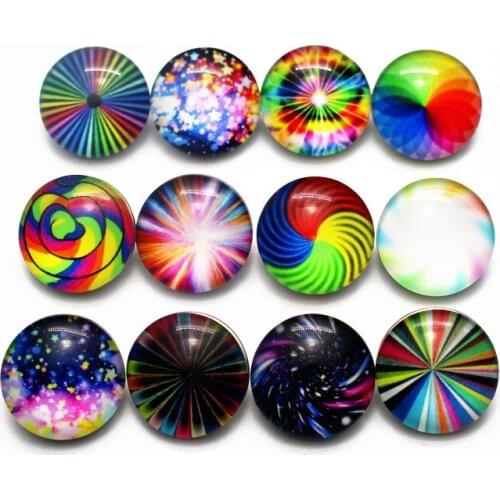 Wholesale 10pcs/lot coloursn Sweet pretty 18mm Print Glass Snap Buttons Charms Fit DIY Snap Bracelets&Bangles Jewelry