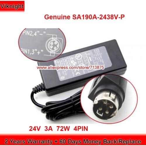 Genuine SA190A-2438V-P 24V 3A 72W AC Adapter with 4PIN Plug Power Supply