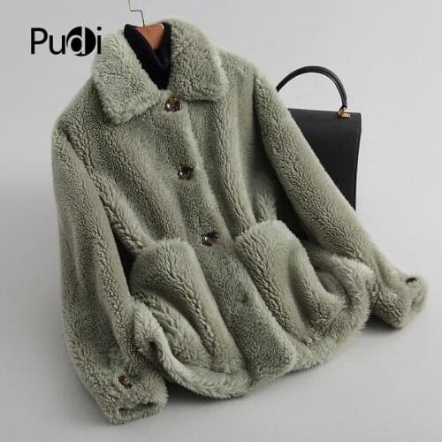 Aorice Womens Winter Warm Sheep Shearing Fur Coat Oversize Lady Female Real Fur Coats Jacket Over Size Parkas A18116