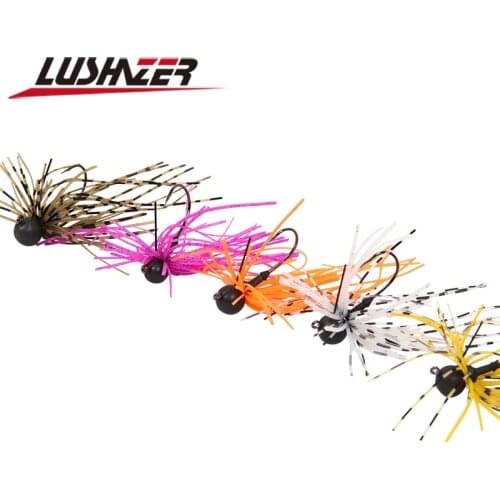 LUSHAZER tungsten fishing weights hooks rubber jig 3.5g lead jig head fishing hook anzuelos acero carbono fishing accessories