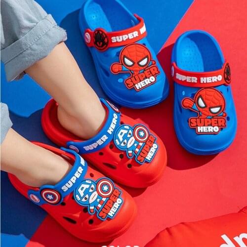Disney Spiderman Baby Boys Garden Shoes Anime Hero Slippers Kids Mules Clogs Footwear Children Anti Slip Flip Flop EVA Rubber Sh