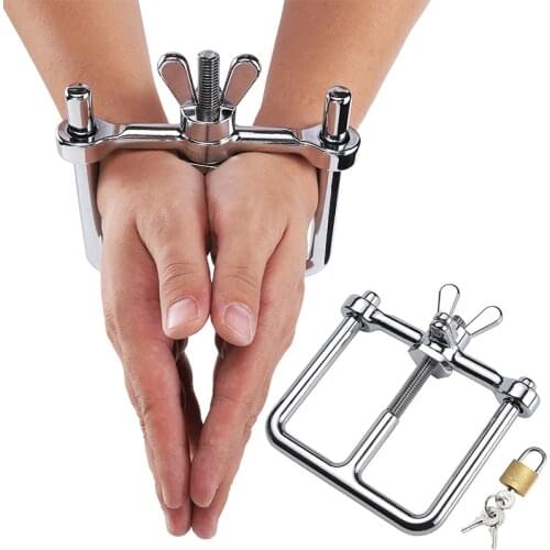 Heavy Stainless Steel Adjustable Sex Handcuffs Lockable Hand Wrist Cuff Restraint Police Thief Torture Slave Bondage SM Sex Tool