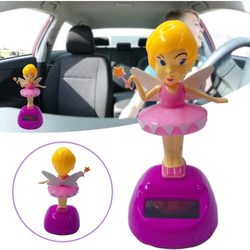 Car Interior Ornaments And Kids Toy Cartoon Car Doll Solar Shaking Head Doll Solar Swinging Girl Car Decoration + Kids Toys Gift