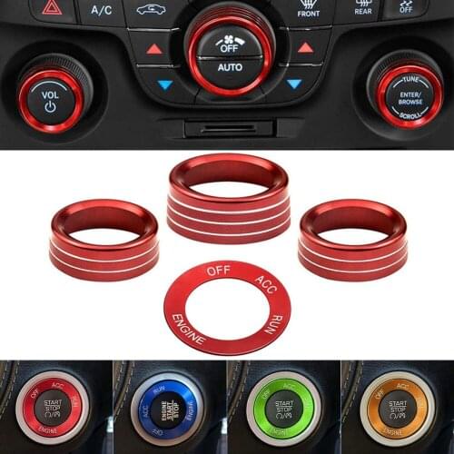 Car Interior Air Conditioning Control Radio Knob Engine Start Stop Button Switch Cover Trim For Dodge Challenger 2015-2021
