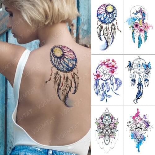 Waterproof Temporary Tattoo Sticker Moon Sun Dreamcatcher Flash Tatto Unicorn Body Art Arm Water Transfer Fake Tatoo Women Wen