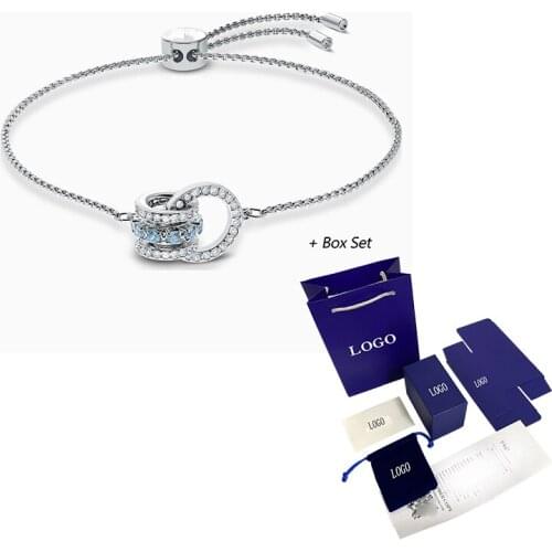 Fashion Jewelry SWA New FURTHER Bracelet Shape Light Blue Zircon Claw Stone Inlaid Bracelet Platinum Womens Engagement Gift