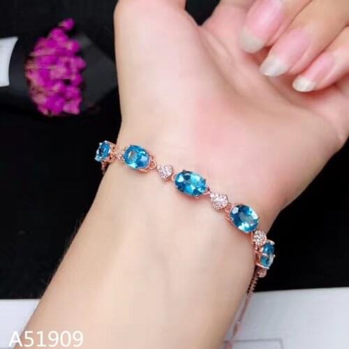 KJJEAXCMY boutique jewelry 925 sterling silver inlaid natural topaz gemstone female bracelet support detection of new luxury dfg