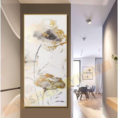 Handmade Golden White Paintings Hand Painted Modern Abstract Oil Painting On Canvas Wall Art Picture For Living Room Unframed