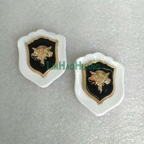 15pcs/lot white PU sew on leather label badges metal alloy fox badges cloth labels for jeans jacket 2017060603