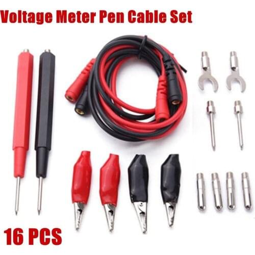 16pcs/set Replaceable Probes Tips Digital Multimeter Test Leads Probes Voltage Meter Cable Kit Copper Alligator Clip