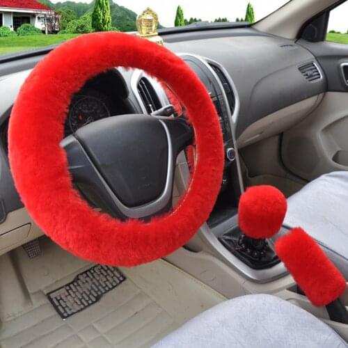 3pcs/set Plush Auto Steering Wheel Cover Uinversal Winter Car Steering-wheel Cover for Renault Lada Car Decoration Accessories