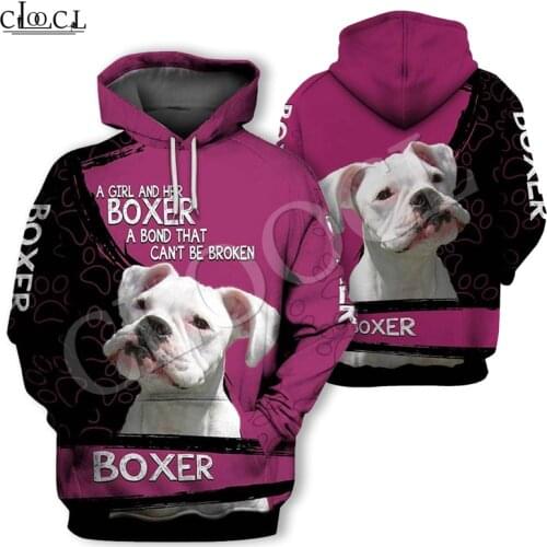 A Girl and Her White Boxer Dog 3D Hoodie Full Printing Women Men Long Sleeve Sweatshirt Casual Pullovers Wild Couples Streetwear