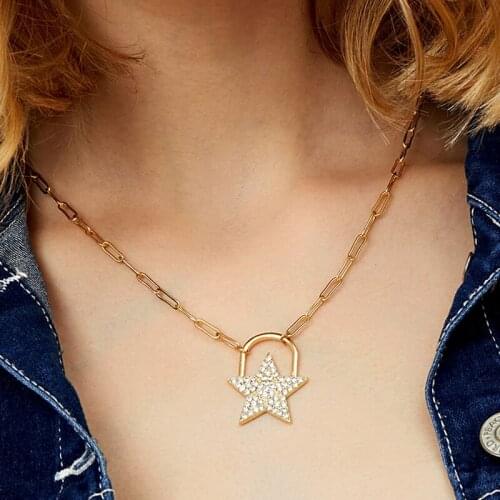 Shining Five-Pointed Star Rhinestone Necklaces Fashion Pendant Jewelry For Women Wedding Gifts Charm Necklaces Lalynnly N71841