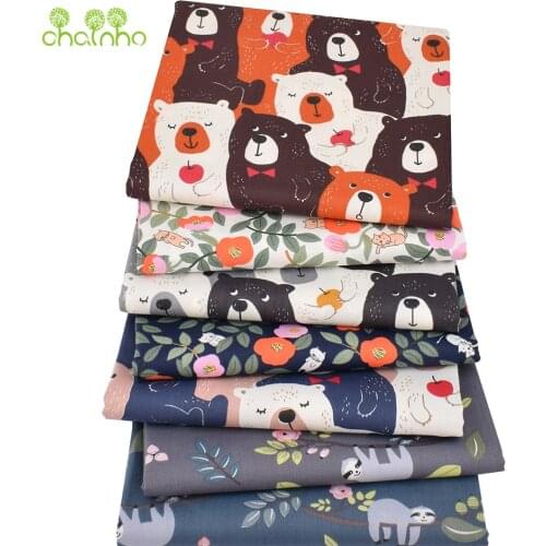 Chainho,Printed Twill Cotton Fabric,Patchwork Cloth,DIY Sewing Quilting Material For Baby&Childs Bedcloth,Happy Jungle Series