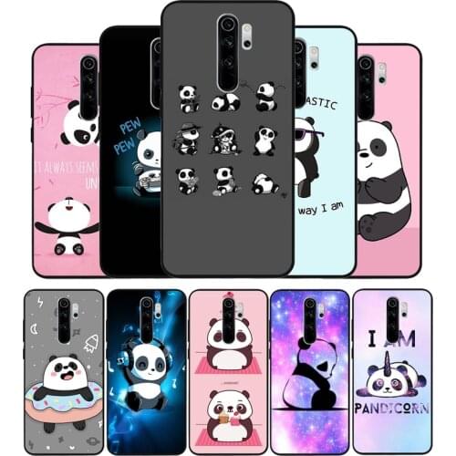 Panda black Silicone Phone Case For Redmi note 8 7 Pro S 8T for redmi 9 7A Cover