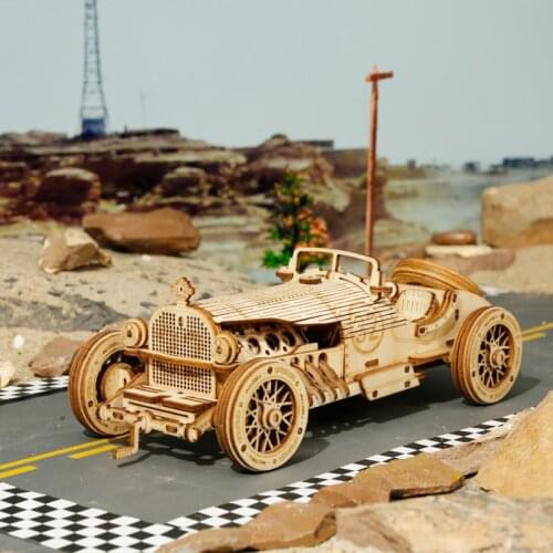 Wooden Mechanical Model Puzzle Car Model Diy Assembly Toys for Kids Boys Gifts GK99