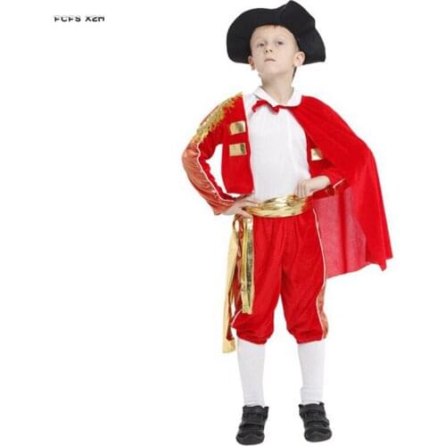 Red Boys Spain Matador Cosplay Children Kids Halloween Spanish Bullfighter Costumes Carnival Purim parade Stage Play Party dress