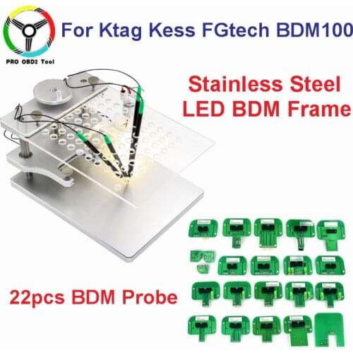 DHL Free Metal Led Stainless Steel BDM Frame+22pcs BDM Adapters Work for KESS Stainless Steel Metal Led BDM Frame