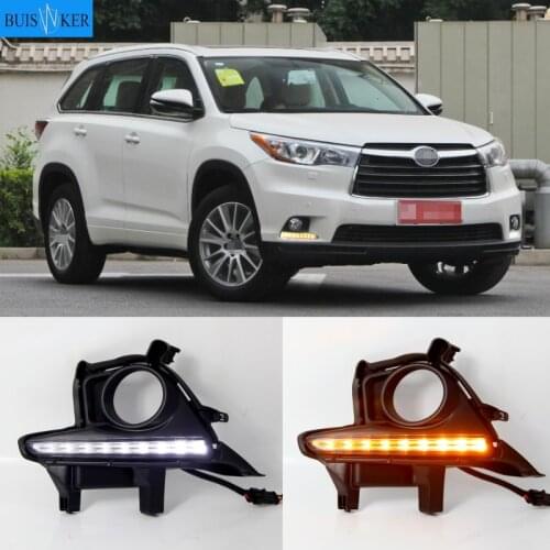 DRL For Toyota Highlander 2014 2015 2016 Daytime Running Lights fog lamp cover headlight 12V Daylight car-styling