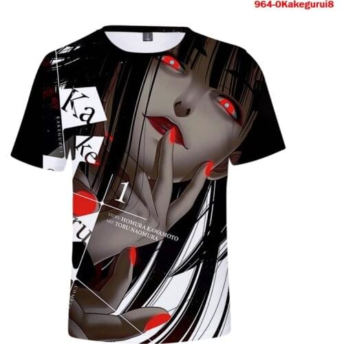 Kakegurui Yumeko Jabami 3D Tshirt Women Short Sleeve Leisure Compulsive Gambler Tee O-neck Oversize Tshirt Camisetas Hombre