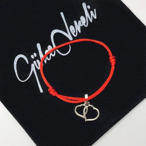 GULCE DERELI, DOUBLE HEART BRACELET, BRACELETS, CHARM BRACELETS, GIFT BOX, GOLD/SILVER PLATED