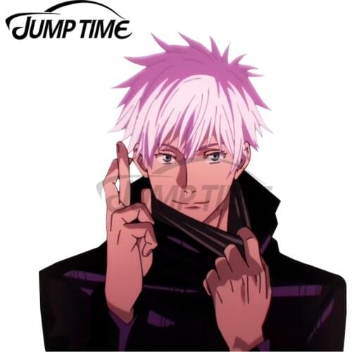 JumpTime 13 x 7.7cm Gojo Satoru Jujutsu Kaisen Vinyl Car Stickers Cartoon Decal Windows Laptop Suitable for VAN RV Decoration