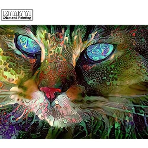 KAMY YI 5D DIY Diamond Painting Embroidery Abstract cat Full Square / Round Diamond Mosaic Diamond Painting Decoration YY