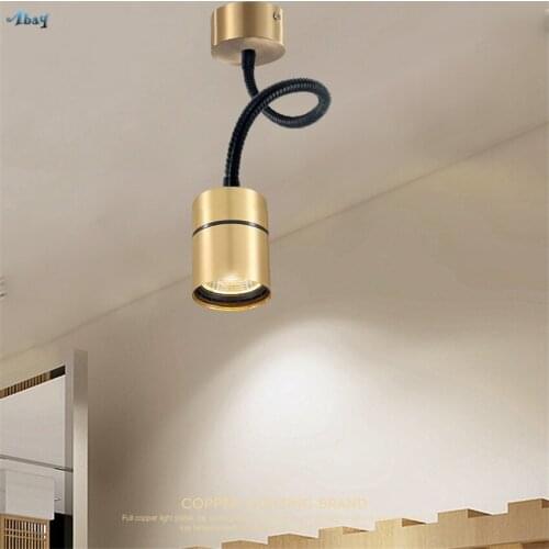 Copper Hose Spotlight Ceiling Lamps LED Bedroom Background Wall Lights Showcase Living Room Lamps Suction Top Downlight Fixtures