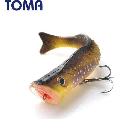 TOMA 1pcs Soft Fishing Lures Floating 110mm 17g Plastic Lure with Ball and Treble Hooks Swimbait Fish Wobbler Pesca Fishing Bait