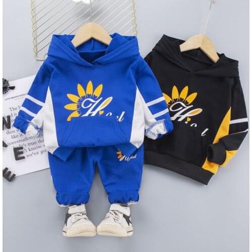New Spring Baby Casual Tracksuit Children Boys Girls Hooded Jacket Pants 2Pcs Kids Suit Coat Cotton Infant Clothing Sport Sets