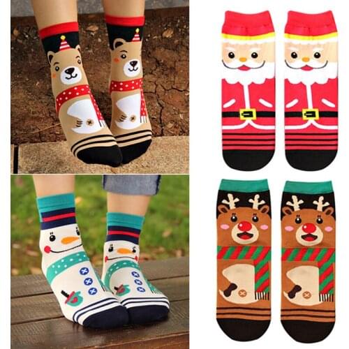 4 Pairs/Pack New Hot Women Cartoon Socks Autumn Winter Womens 3D Funny Soks Lady and Girl Christmas Cotton Dress Sock AQ968186