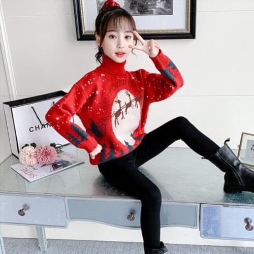 New Girls Sweater Babys Coat Outwear 2021 High Neck Thicken Warm Spring Autumn Jacket Knitting Pullover Childrens Clothing