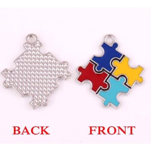Autism Awareness Necklace Pendants With Holes Puzzle Piece Jigsaw Charm Wholesale Jewellery
