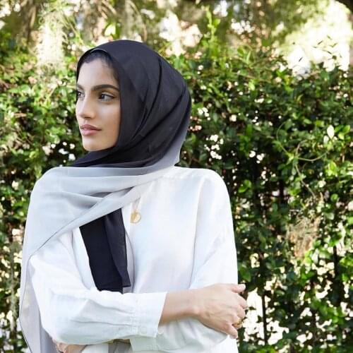 Popular Hand Painted Highlights Scarf Hijab Shawl Women Muslim Gradient Color Chiffon Headscarf Malaysia New Style Head Wrap