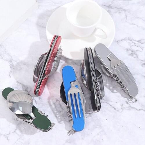 Portable multi tool cutlery utensil bottle can opener fold Spork fork tableware