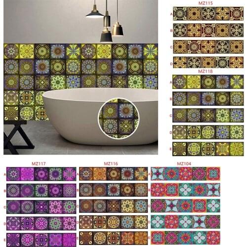 Mandala Pattern One Piece Tile Wall Sticker Home Decor Removable Waterpoof Vinyl Mural Kitchen Cupboard Bathroom Stairs Poster