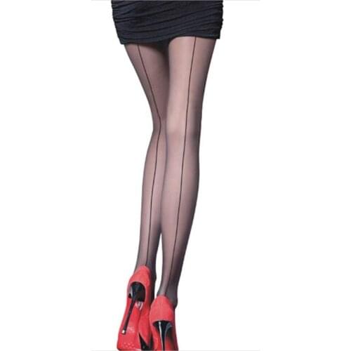 Sexy Pin-up Girl Sexy Black/ Nude Sheer Back Seam Pantyhose Panty Hose Thigh High Fetish Stockings Jumpsuit Lingerie Outfit