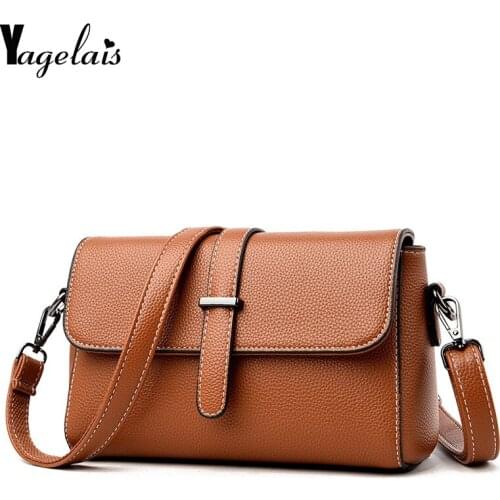 Women Leather Crossbody Bag For Ladies Messenger Shoulder Bag Handbag Fold Cover Flap Envelope Female Sac A Main Vintage Bags